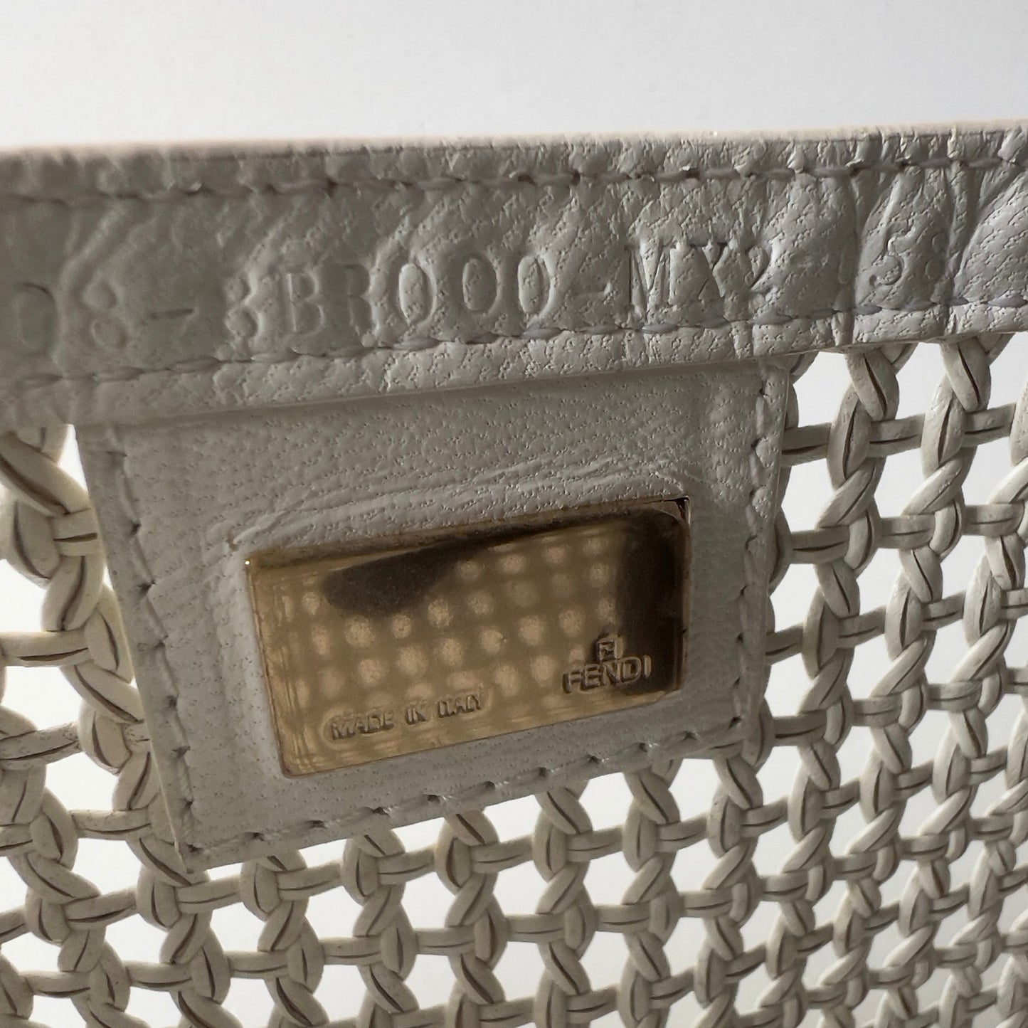 Vintage Fendi Offwhite Woven Leather Baguette