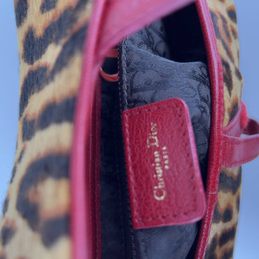 Vintage Dior cheetah pony hair saddle bag