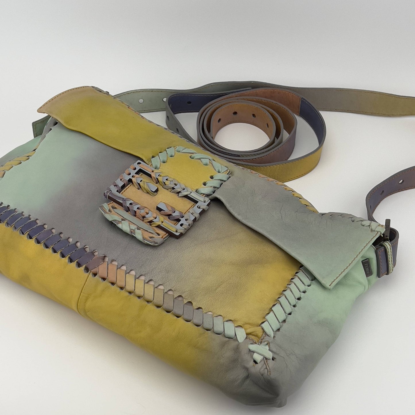 Fendi rainbow XXL leather baguette