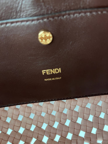 Fendi Baguette pink Leather Interlace shoulder bag