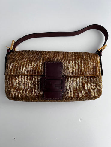 Fendi gold beaded baguette