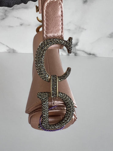 Dior small rose pink satin Saddle Bag