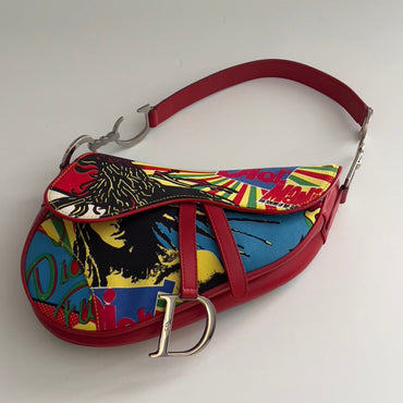 Vintage Christian Dior Red Dior Mania Saddle Bag