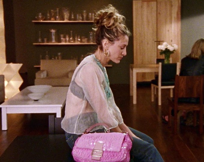 Vintage Fendi Pink Sequin Baguette