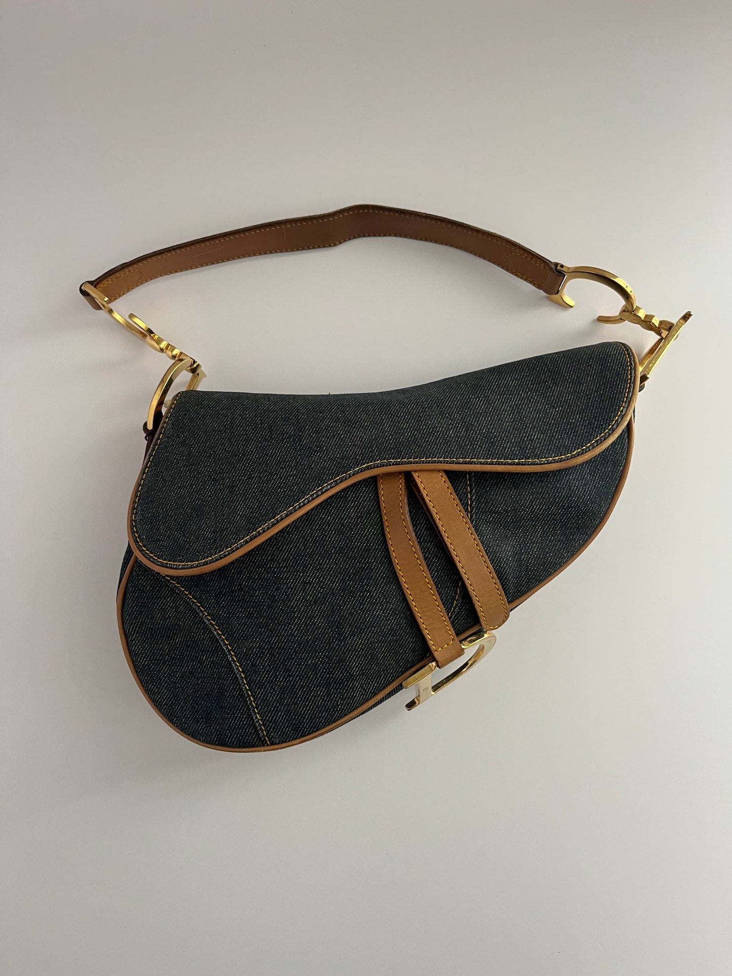 Dior saddle Jean leather gold hardware shoulder bag