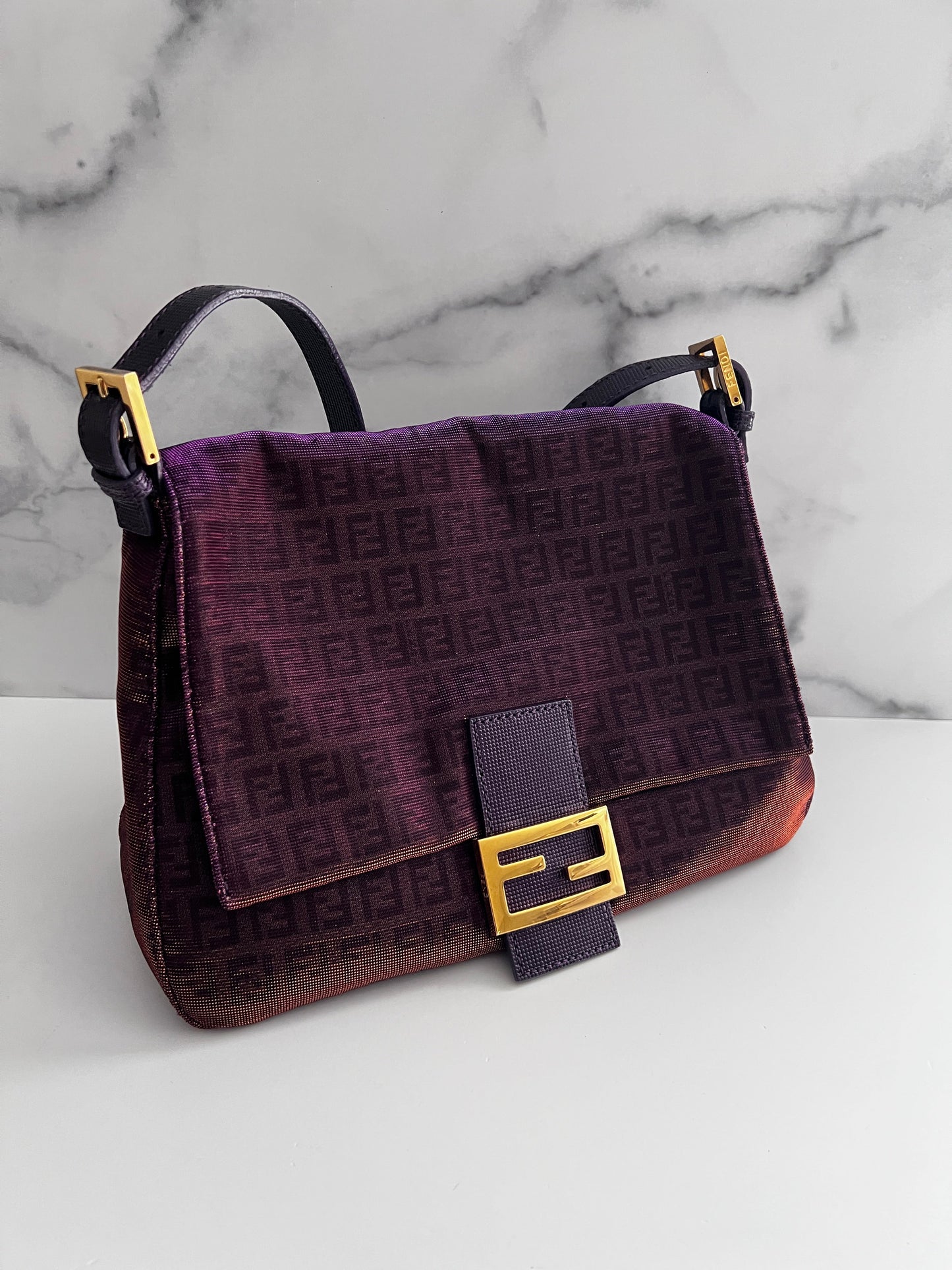 Fendi baguette purple mamma zucchino shoulder bag