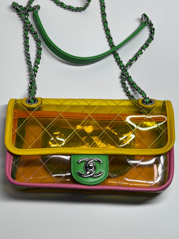 Chanel coco splash mini rectangular flap bag pink& yellow