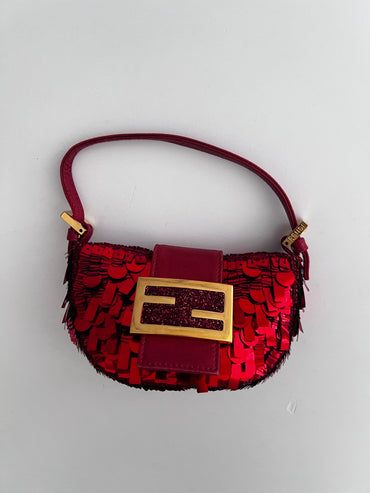 Vintage Fendi Red Sequin Croissant Bag