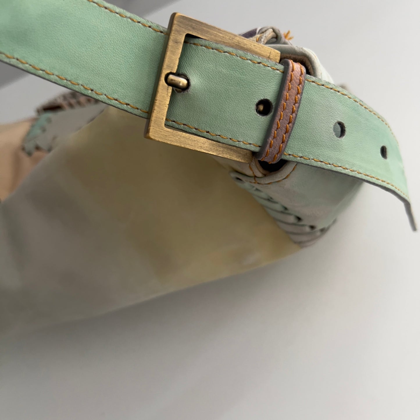 Vintage Fendi XXL Pastel Rainbow Whipstitch Baguette-b