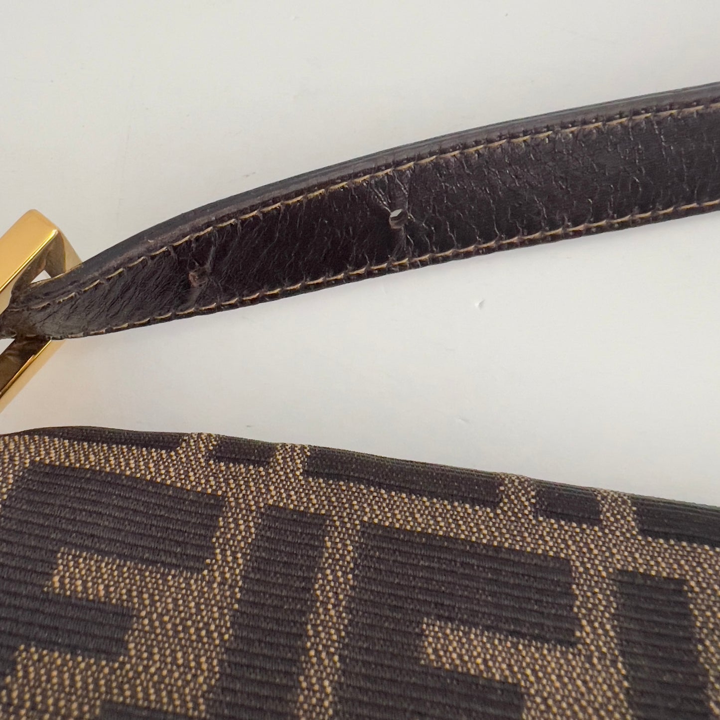 Vintage Fendi Gold-tone Hardware Zucca Baguette
