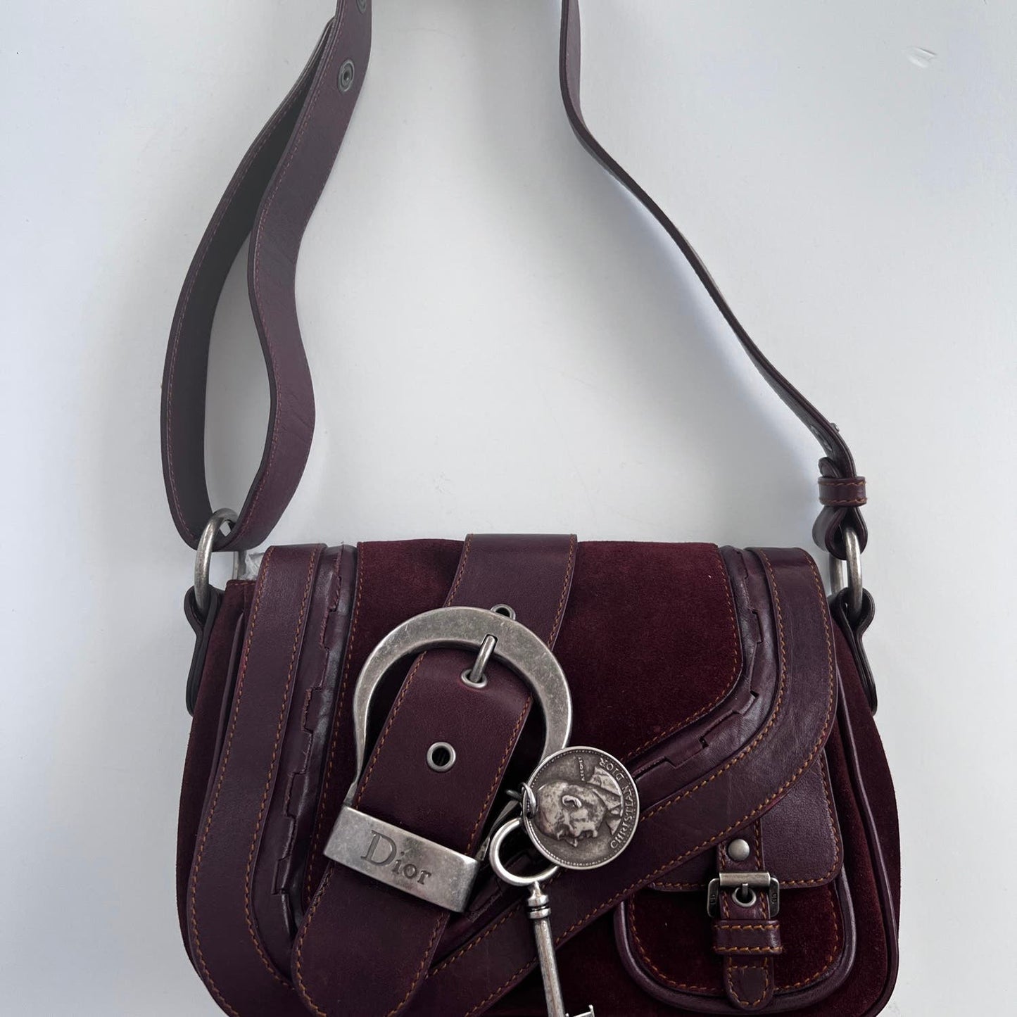 Dior brown suede mini size Gaucho bag