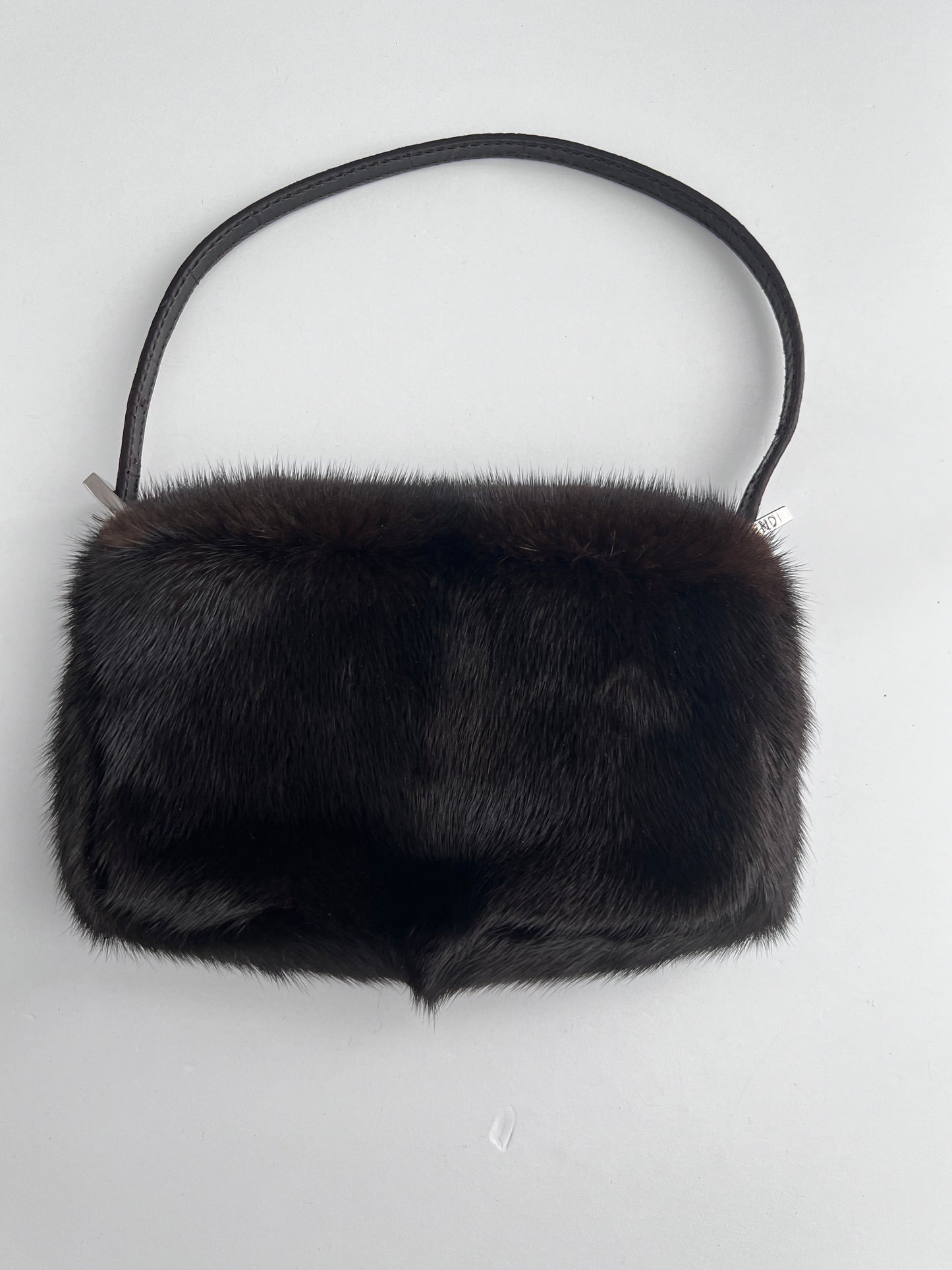 Vintage Fendi brown Mink fur mini baguette