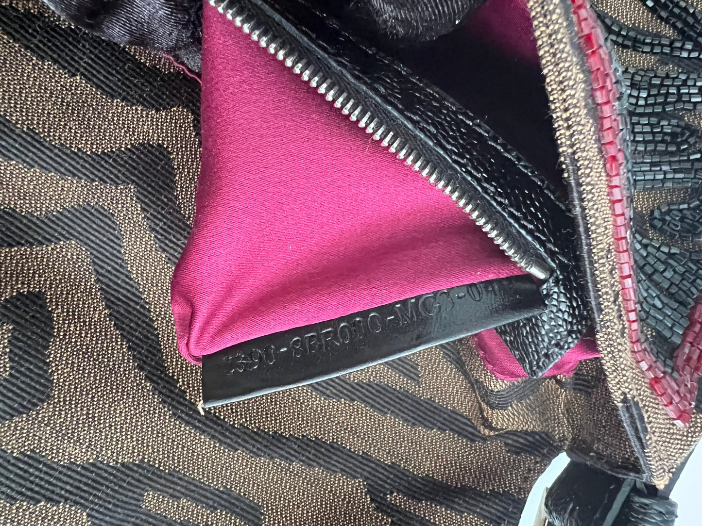 Fendi tiger strip pattern embroidered beaded baguette