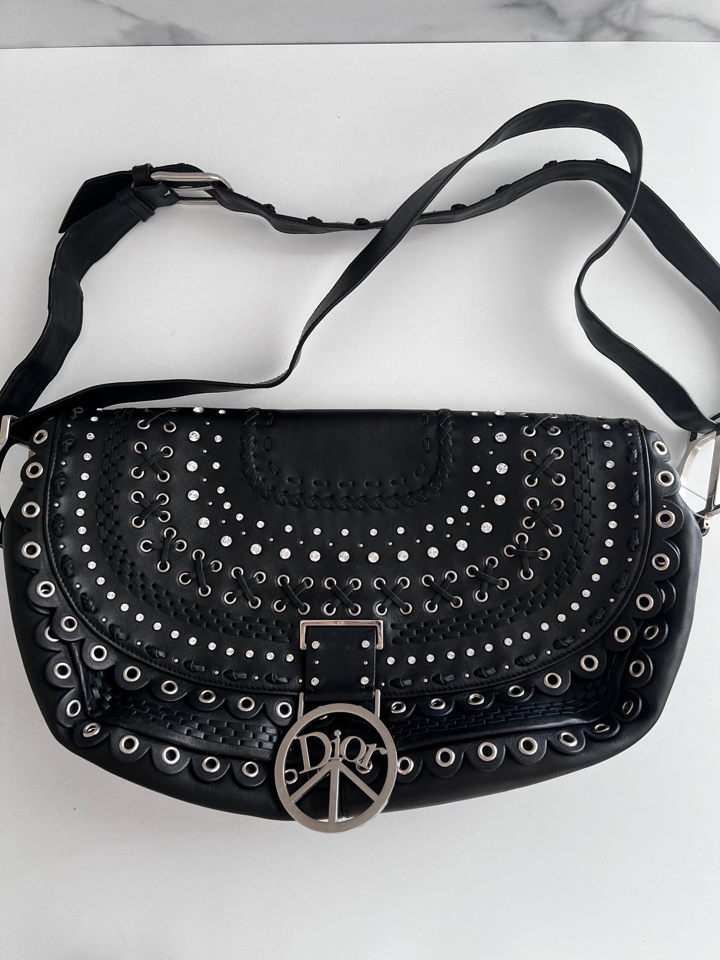 Vintage Dior love&peace limited edition leather shoulder bag