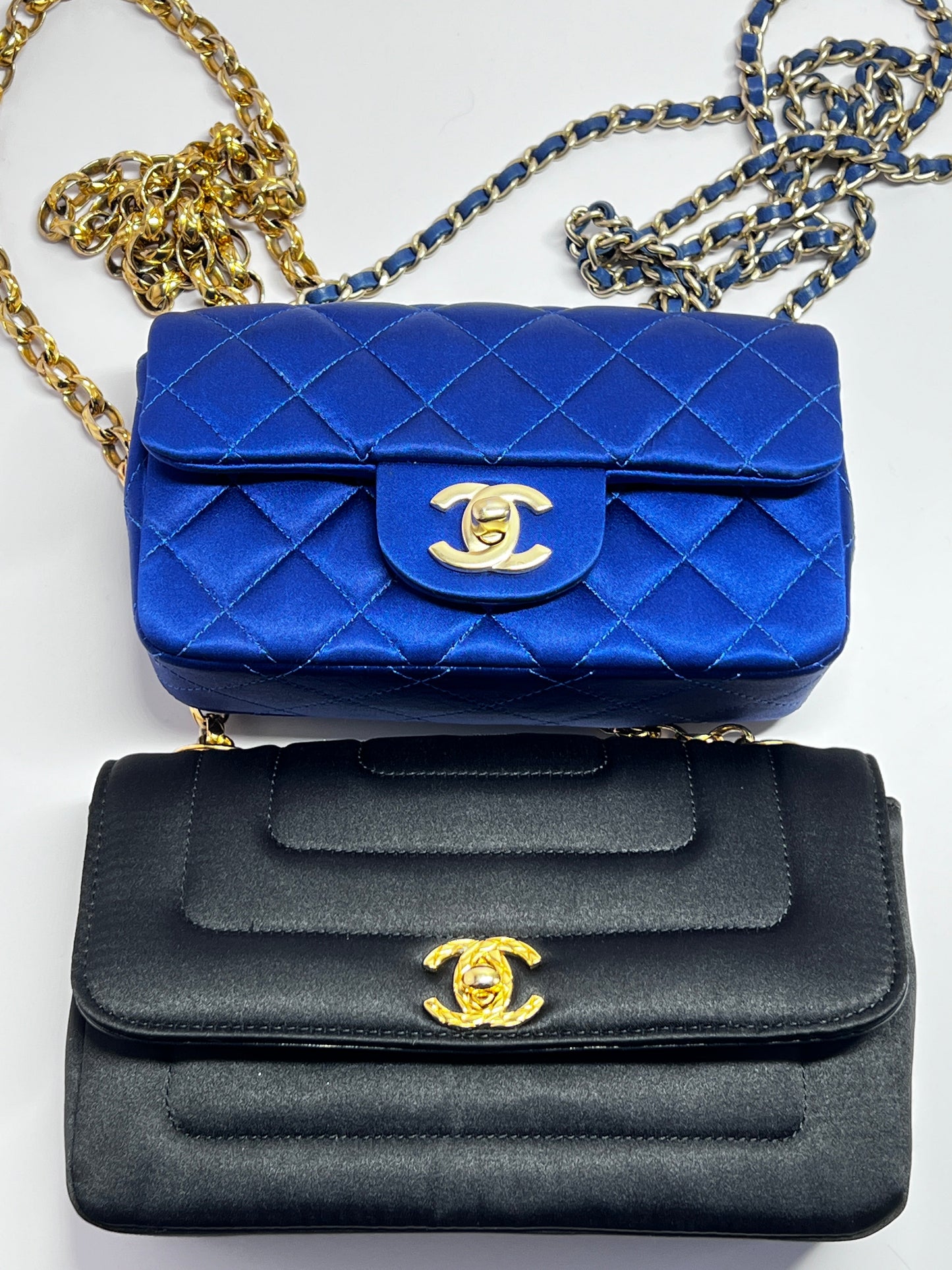 Vintage Chanel mini rectangular satin flap bag