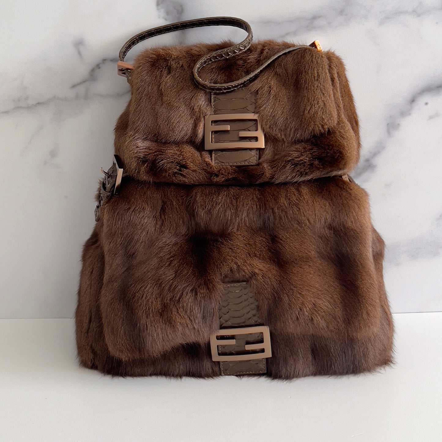 Fendi mini mamma size cute squirrel fur baguette