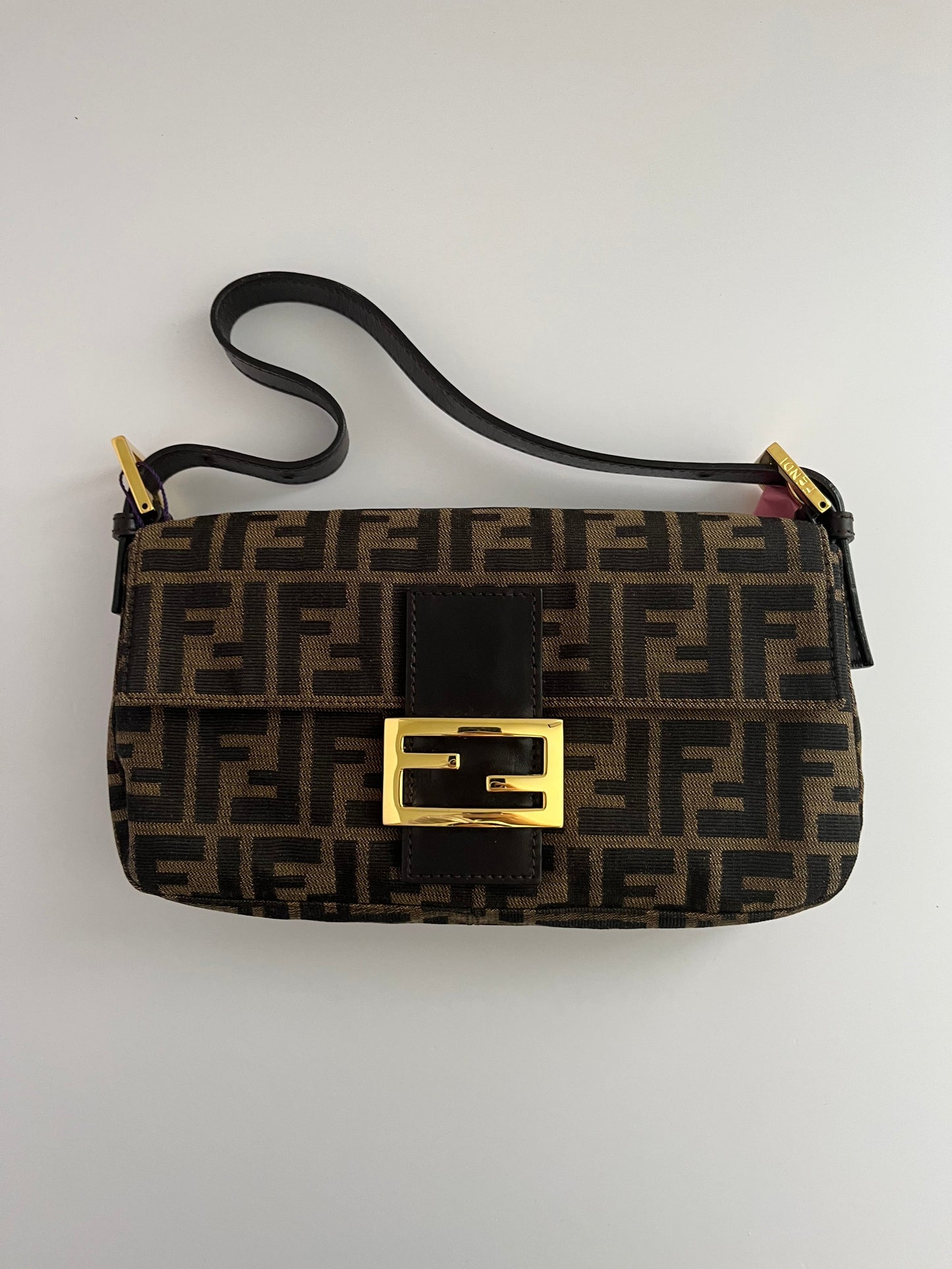 Fendi baguette FF gold hardware shoulder bag