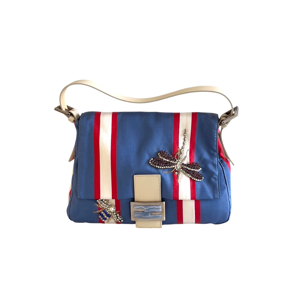 Vintage Fendi baguette Mamma insect stripes multicolor shoulder bag