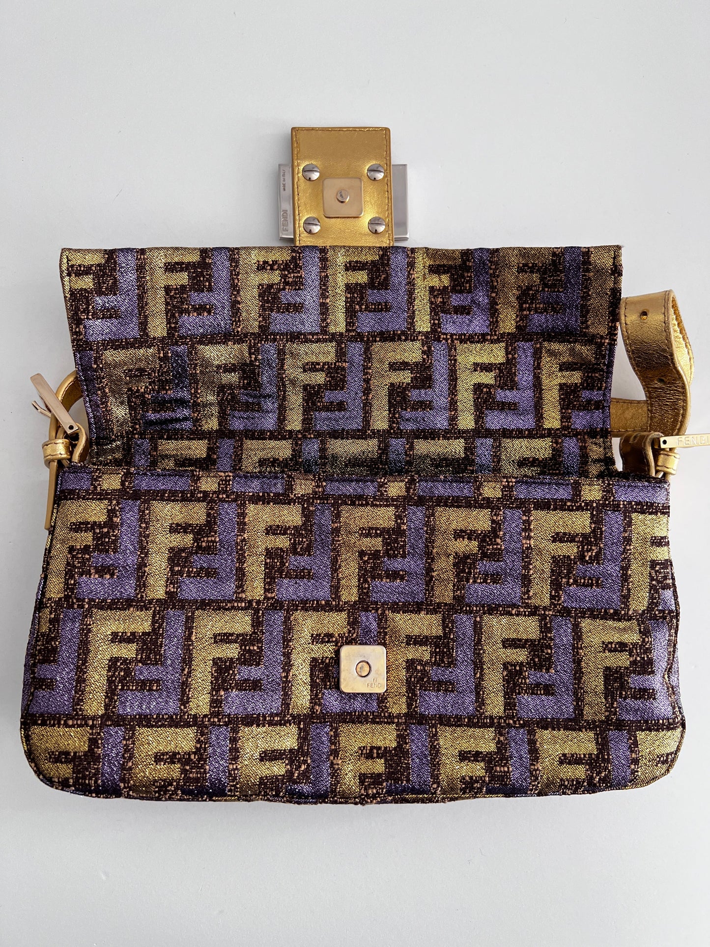 Fendi metallic zucca baguette