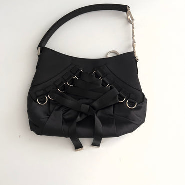 Vintage Dior Mini Black Satin Ballet bag