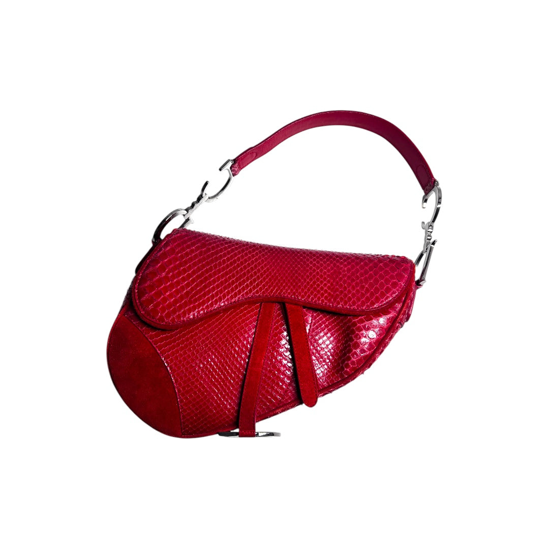 Vintage Dior red Python with suede saddle