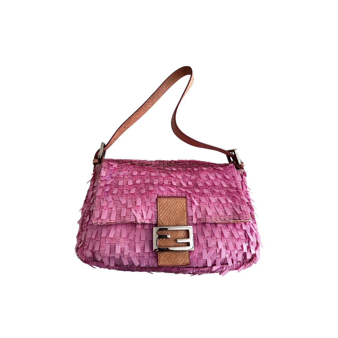 Fendi mamma size pink sequin baguette