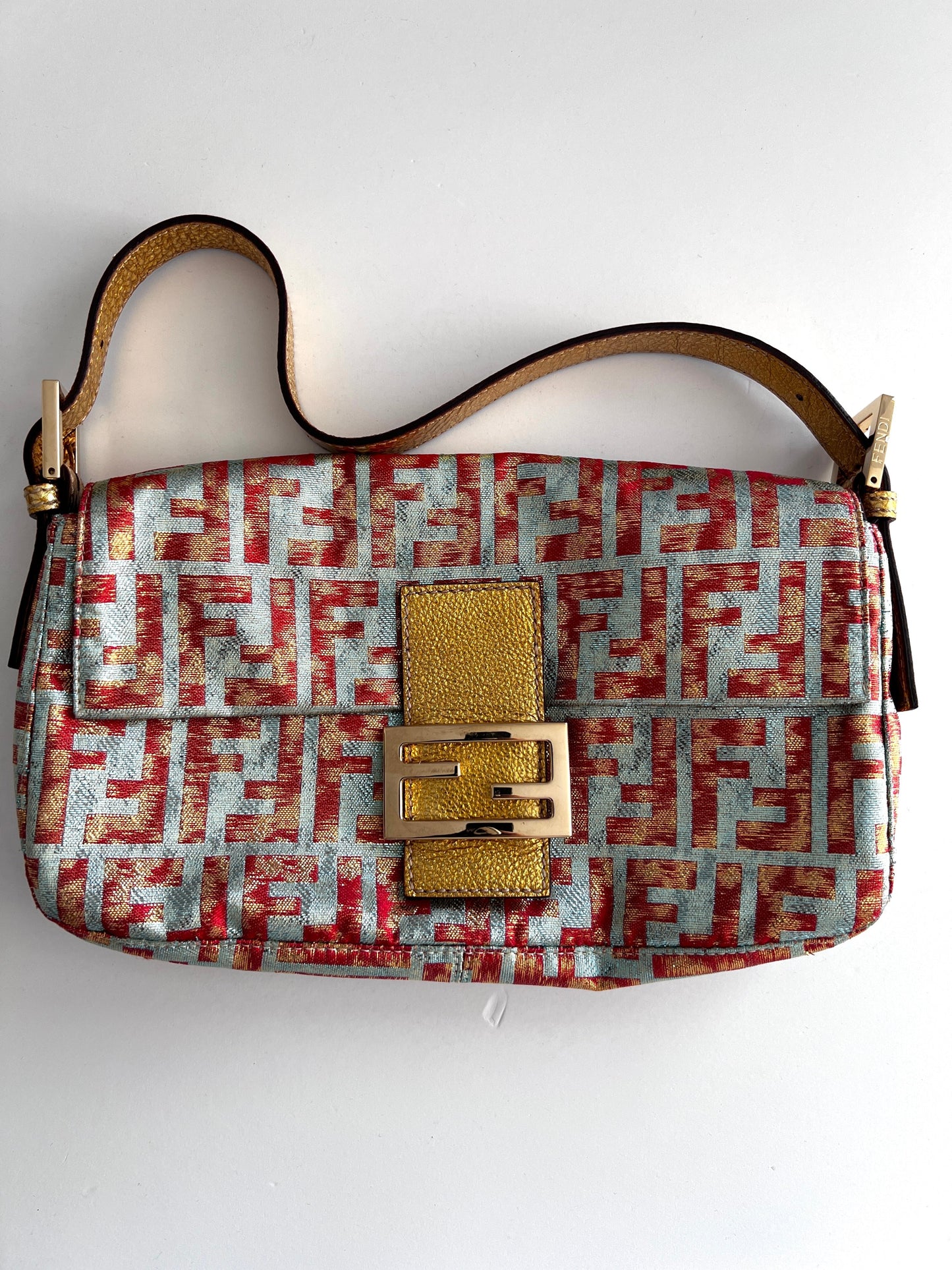 Fendi shimmering FF cloth baguette