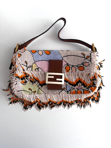 Fendi fringes beaded baguette