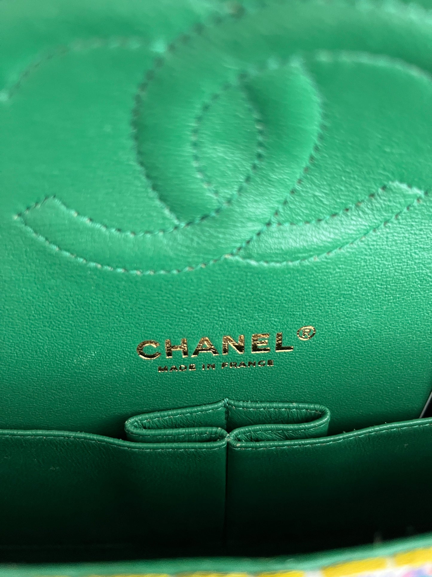 Chanel Multicolor Woven Stripes Double Flap Bag Medium