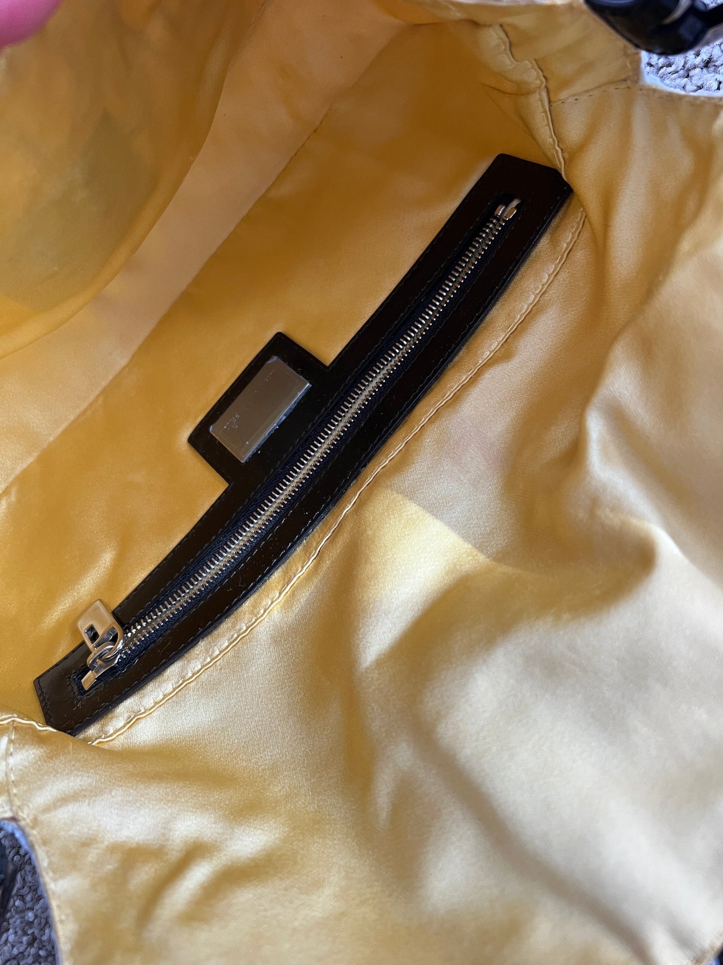 rare FENDI Limited Edition Beaded White and Black Baguette Shoulder Bag