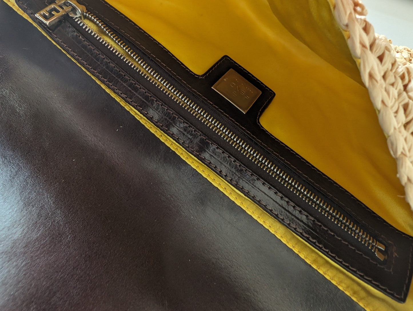 Fendi raffia woven baguette