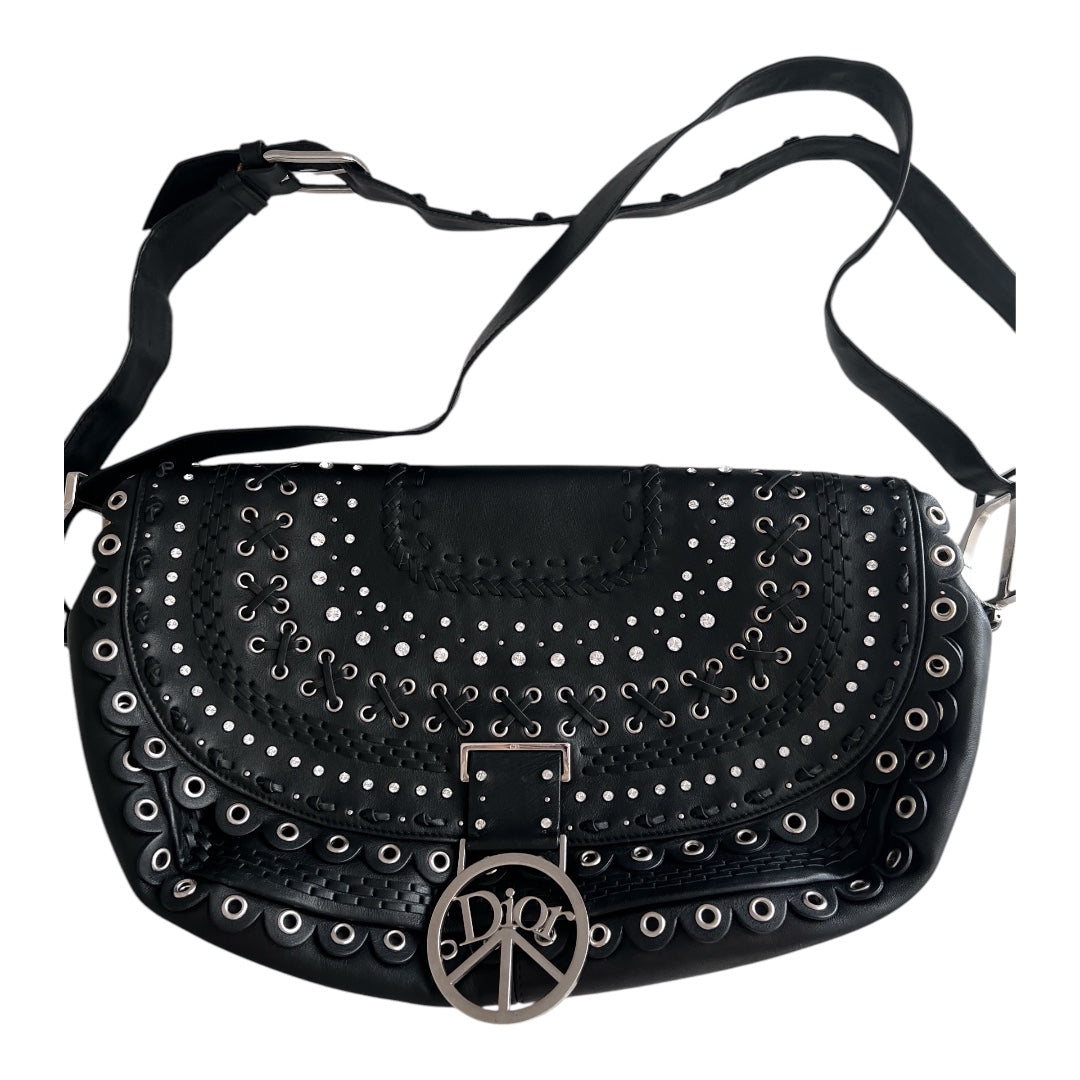 vintage dior love peace limited edition leather shoulder bag