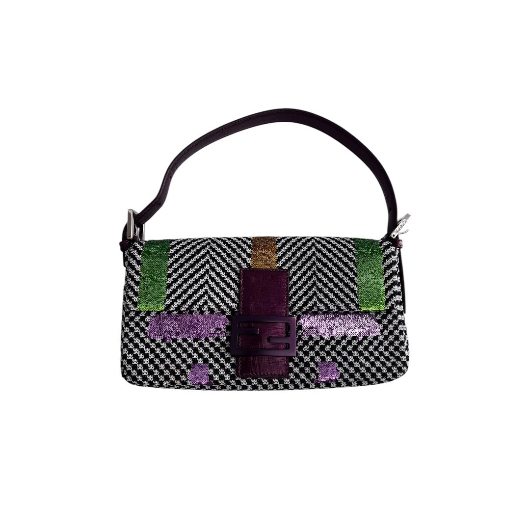 fendi colorful sequin tweed baguette