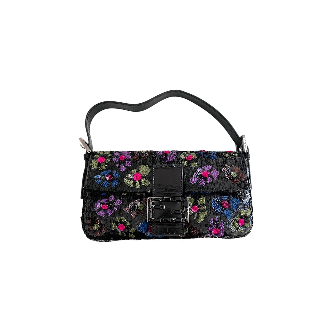 fendi floral sequin baguette