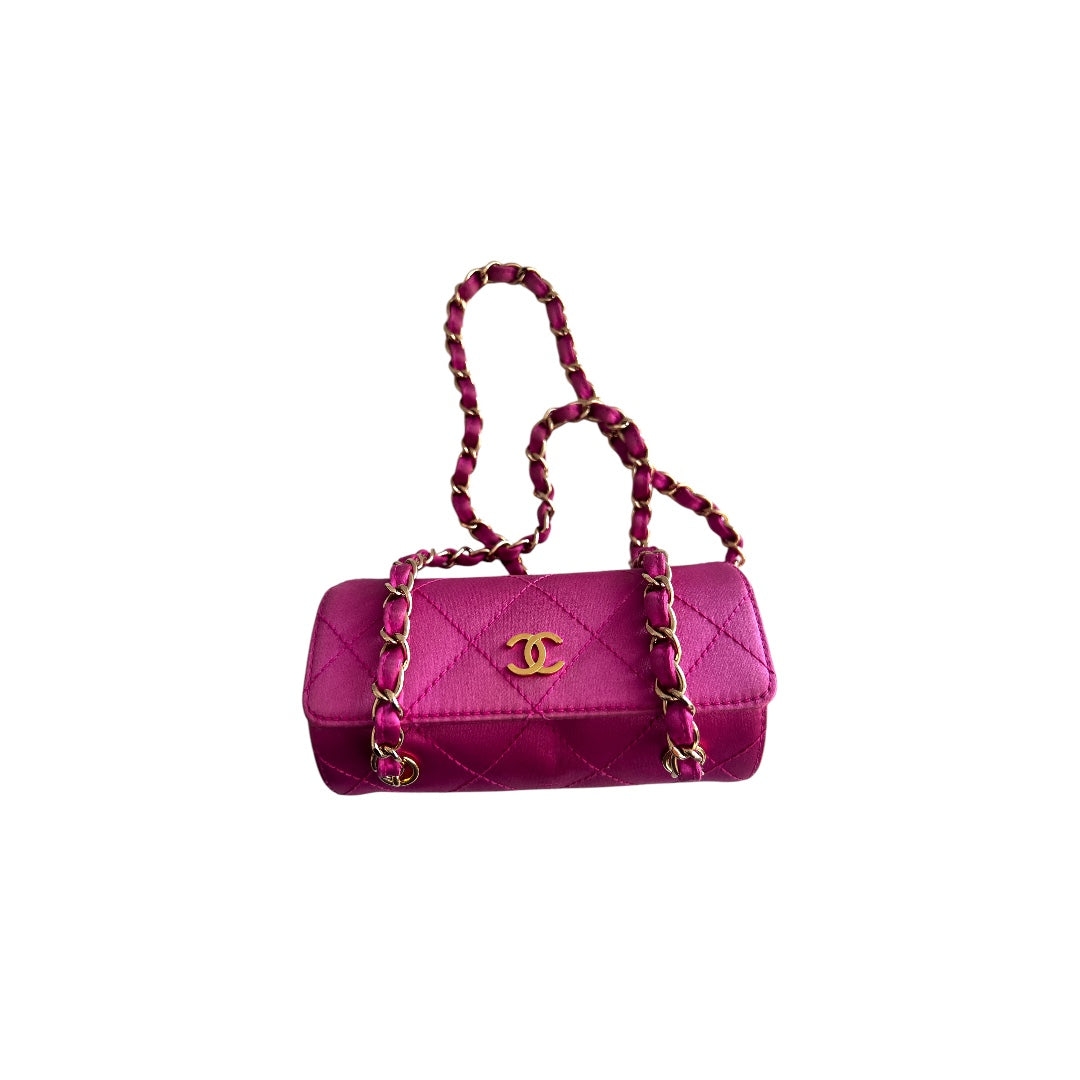 vintage chanel pink satin mini bag