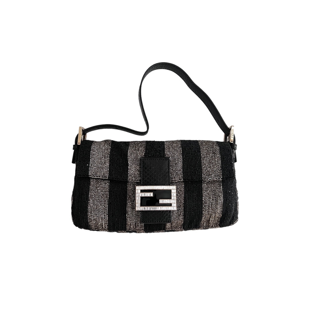 fendi full beaded stripe baguette