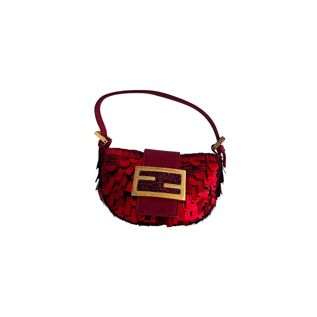 vintage fendi red sequin croissant bag