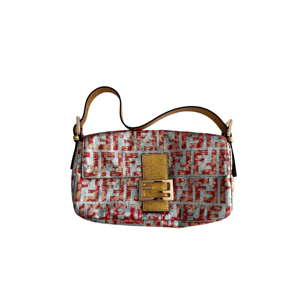 fendi shimmering ff cloth baguette