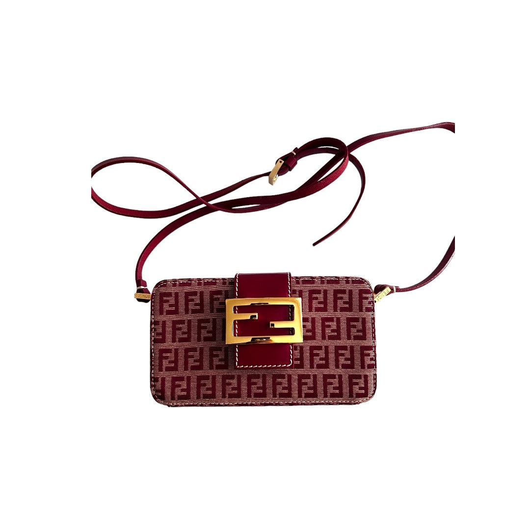 vintage fendi zucchino red box crossbody bag