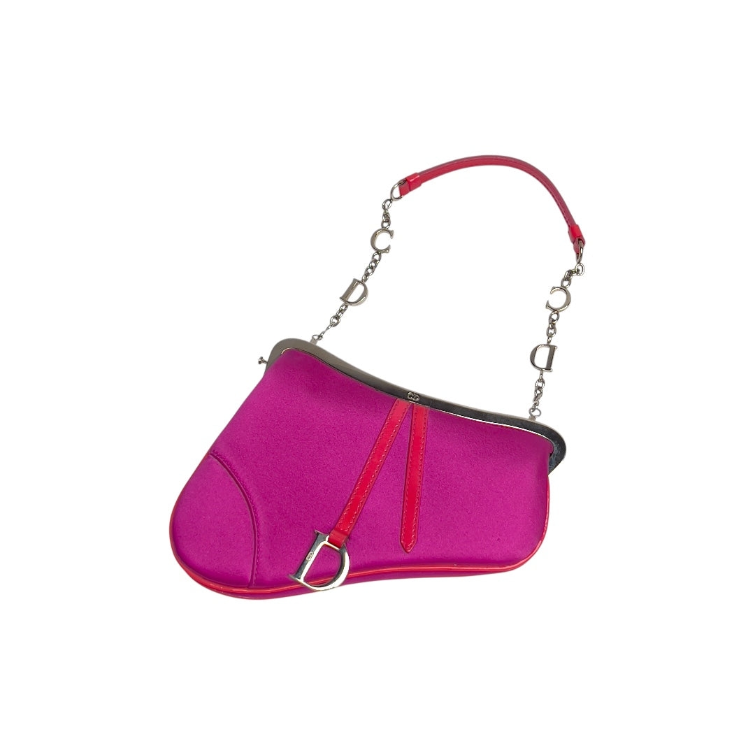 Dior mini pink satin saddle bag