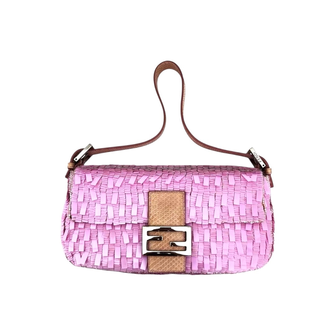 vintage fendi pink sequin baguette