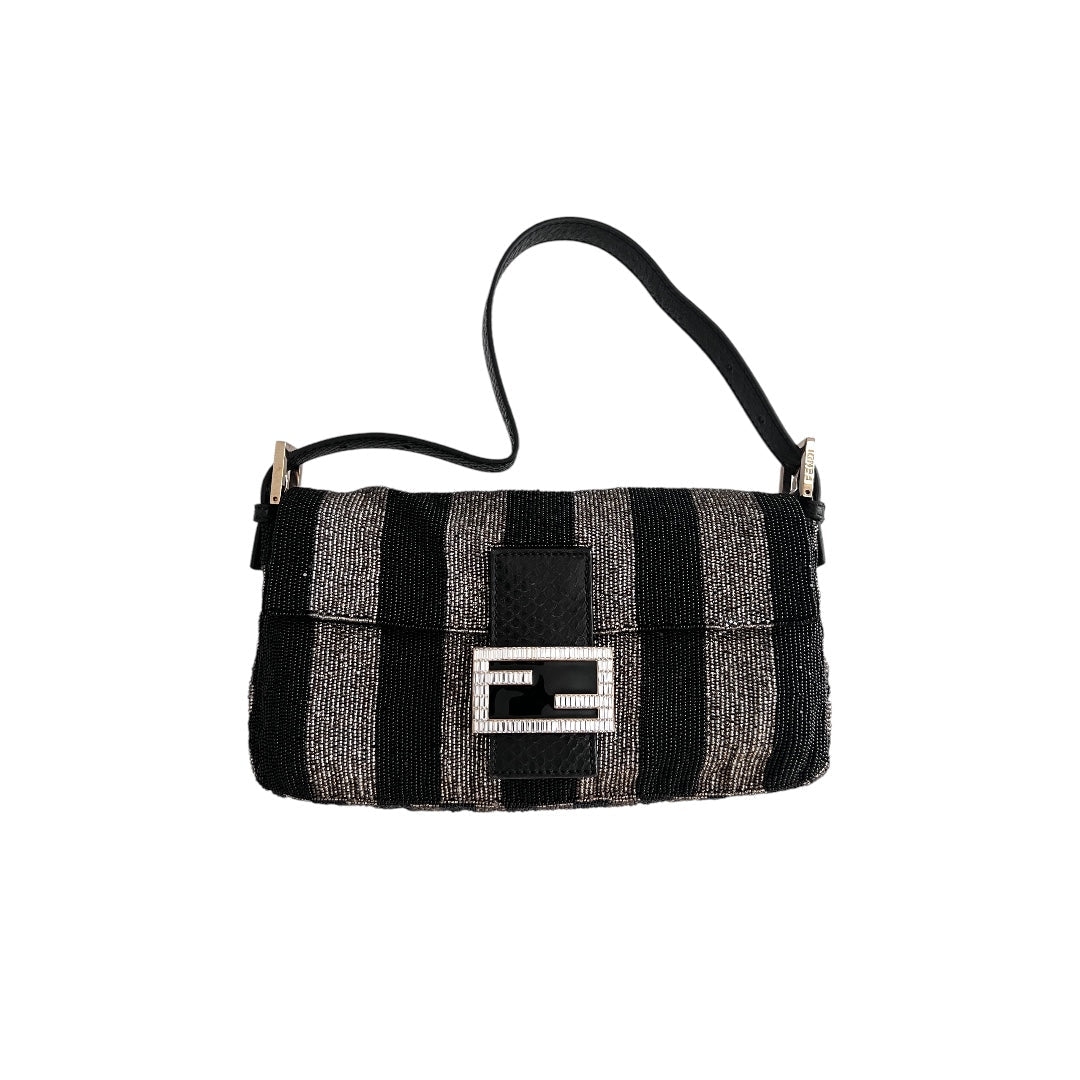fendi full beaded stripe baguette