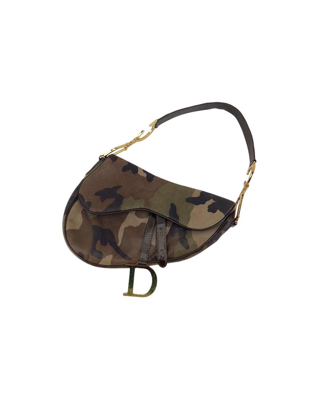 Vintage Dior camo print saddle bag regular size