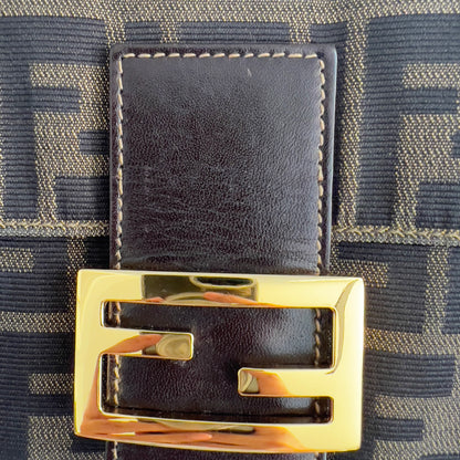 Vintage Fendi Gold-tone Hardware Zucca Baguette