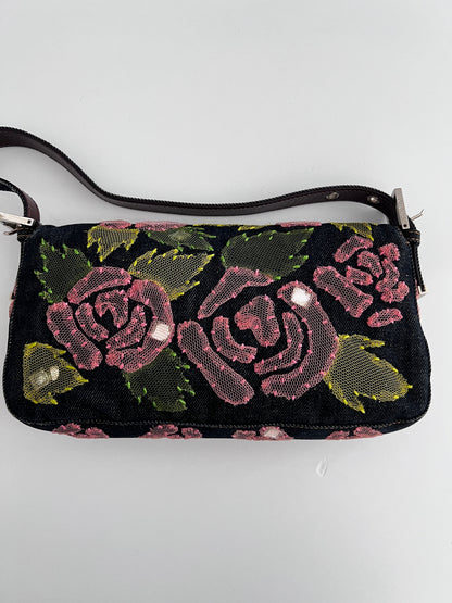 Fendi rose denim baguette