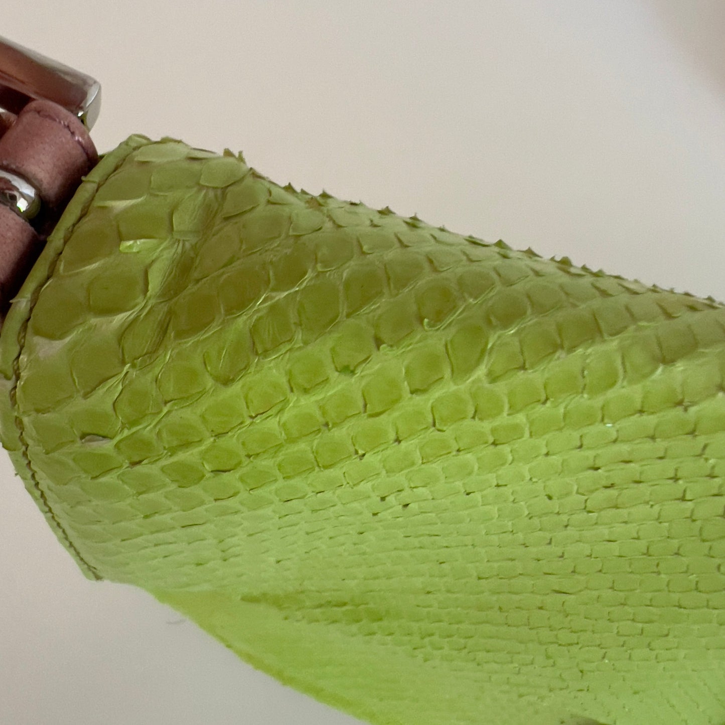 Vintage Fendi Neon Green Python Skin Baguette