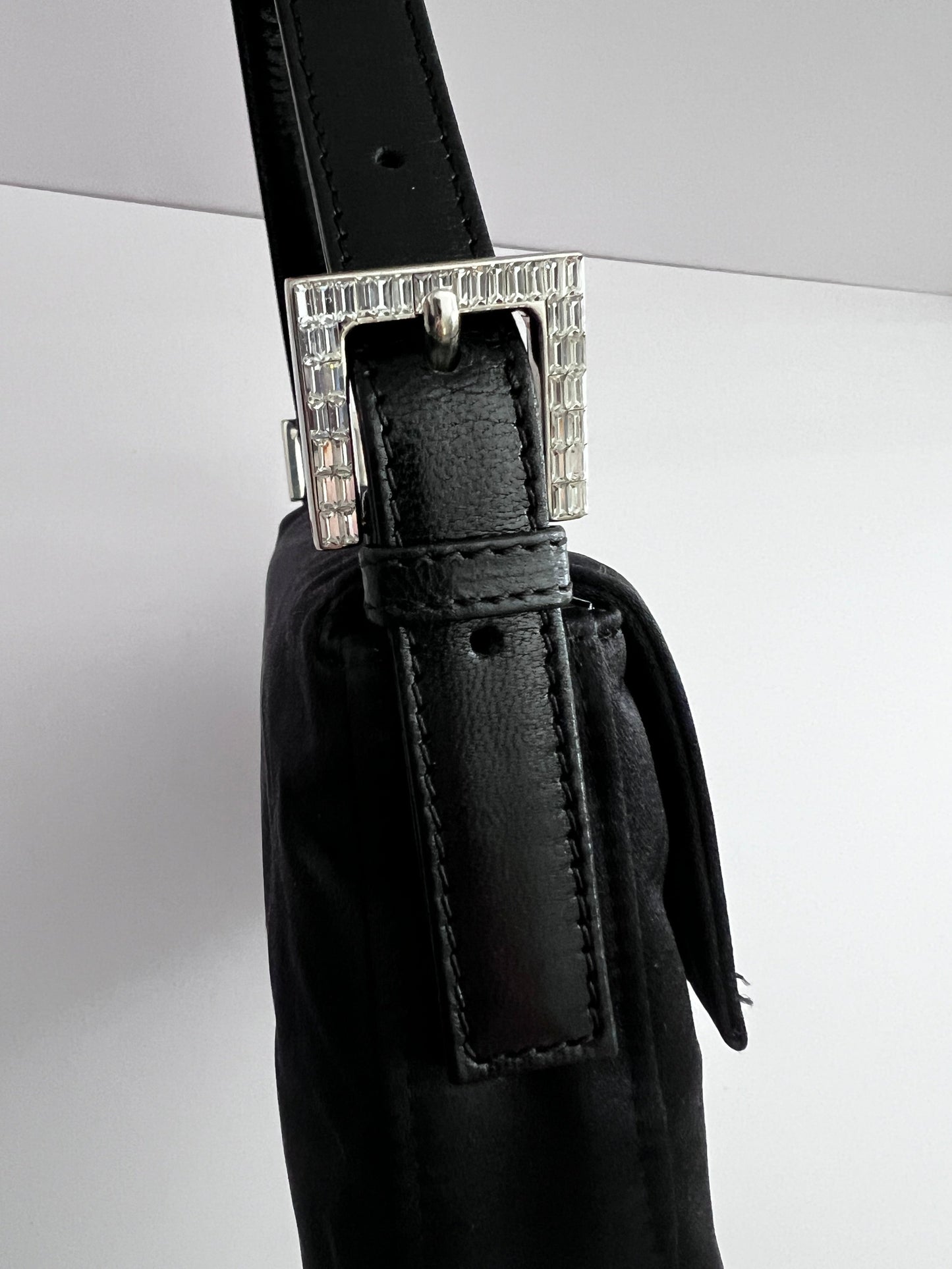 Vintage Fendi Black Satin baguette