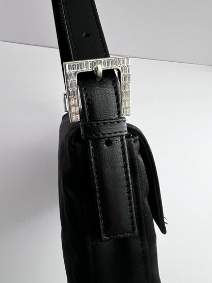 Vintage Fendi Black Satin baguette