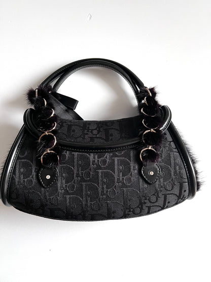 Dior mink fur decorate small punk bag