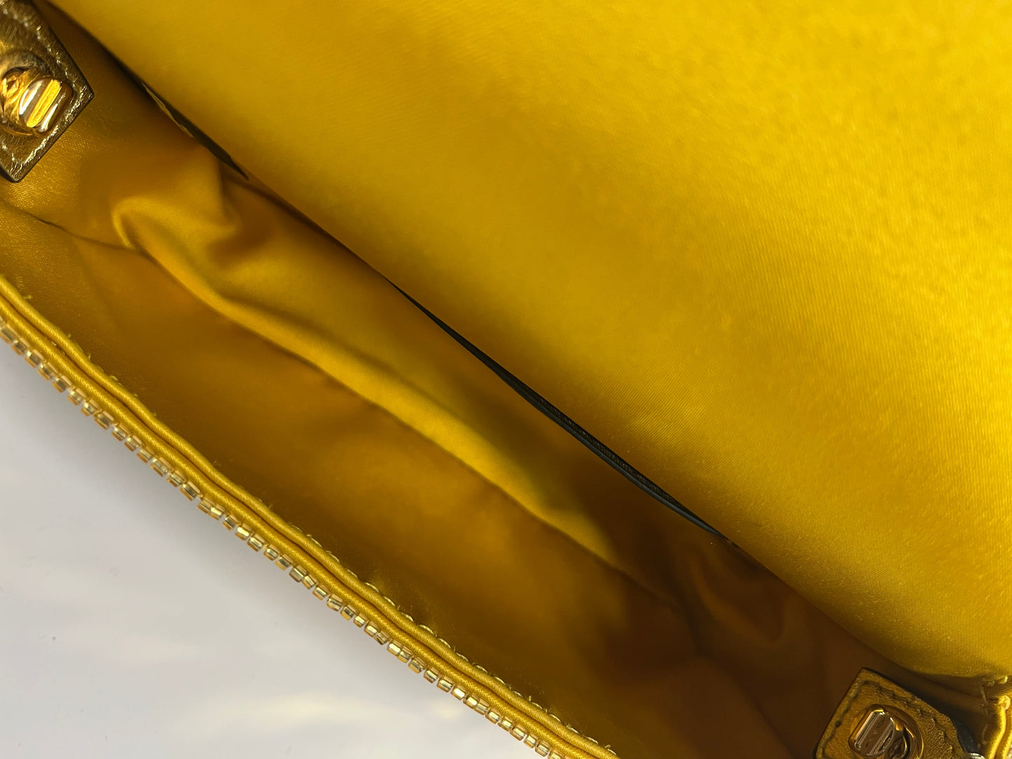 Fendi baguette mini gold sequins shoulder bag